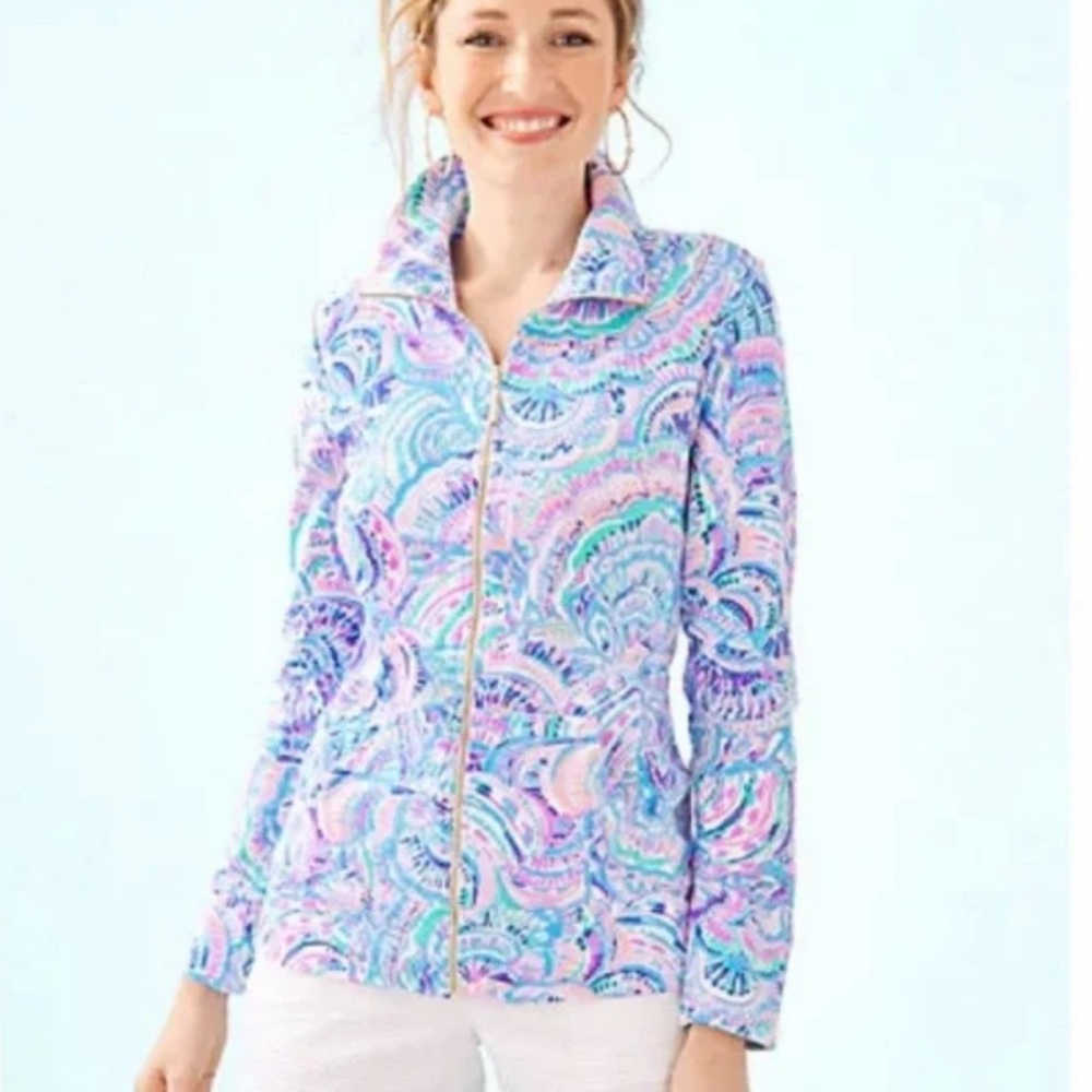 Lilly Pulitzer multi colored “happy as a clam” Patterned Jacket full zip XXS